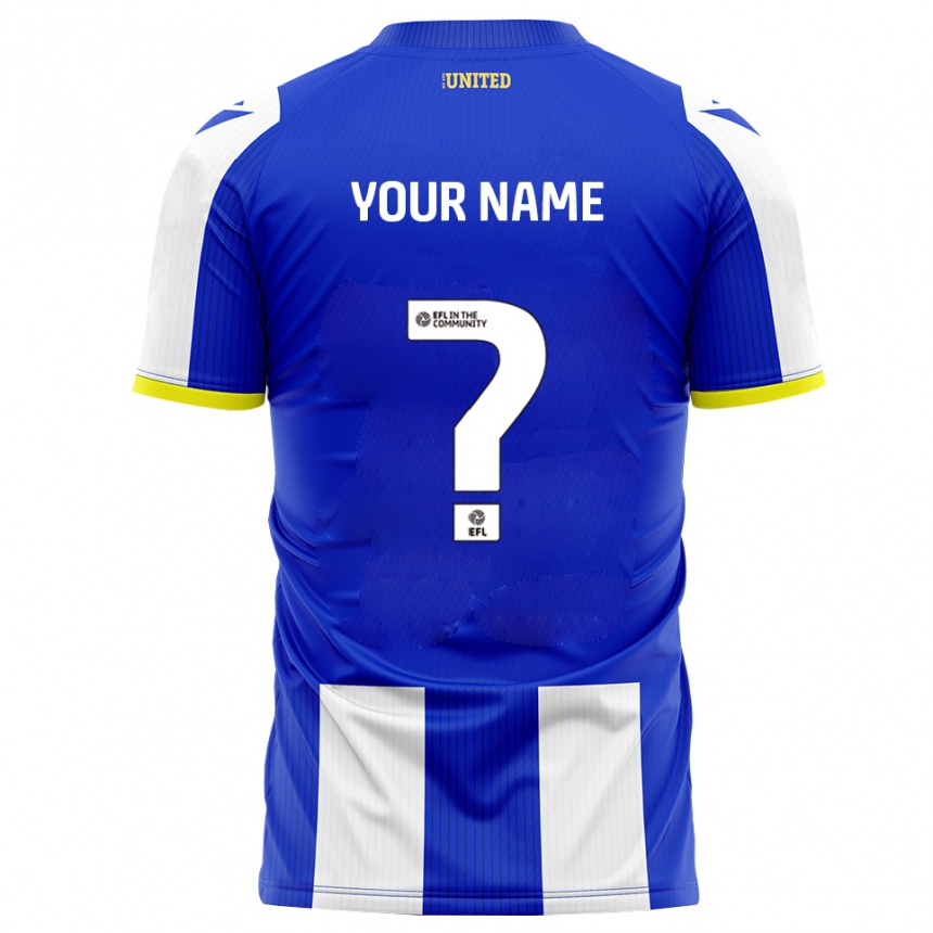 ילדים כדורגל השם שלך #0 כחול לבן ג'רזי ביתית 2025/26