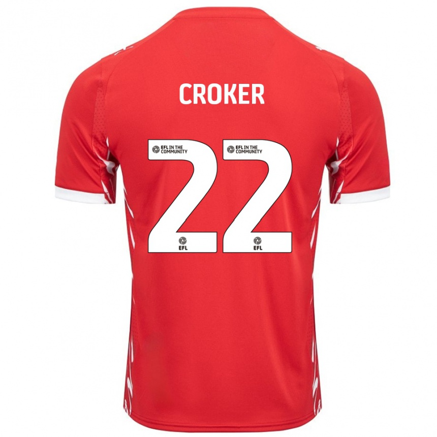 ילדים כדורגל פיל קרוקר #22 אדום לבן ג'רזי ביתית 2025/26