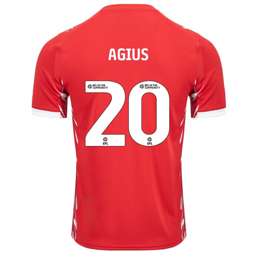 ילדים כדורגל קאלום אגיוס #20 אדום לבן ג'רזי ביתית 2025/26