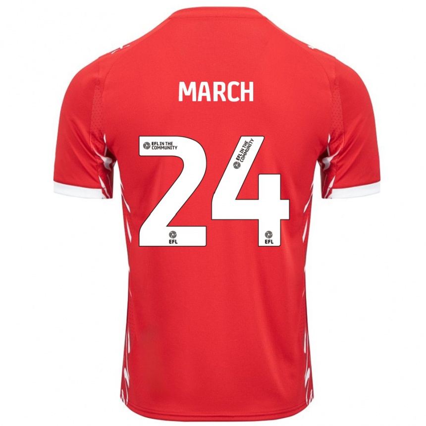 ילדים כדורגל ג'וש מארץ' #24 אדום לבן ג'רזי ביתית 2025/26