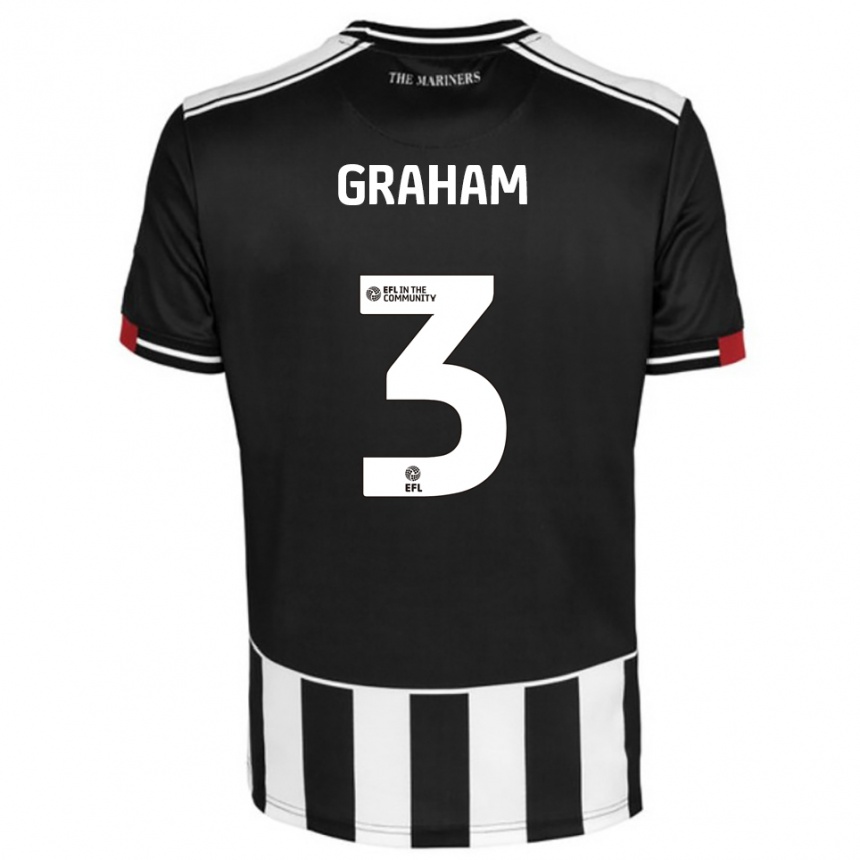 ילדים כדורגל Alex Graham #3 שחור לבן אדום ג'רזי ביתית 2025/26