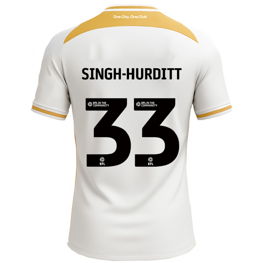 ילדים כדורגל Damerai Singh-Hurditt #33 לבן זהב ג'רזי ביתית 2025/26