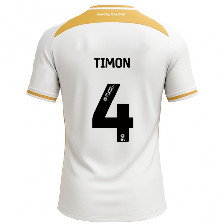 ילדים כדורגל Amelie Timon #4 לבן זהב ג'רזי ביתית 2025/26