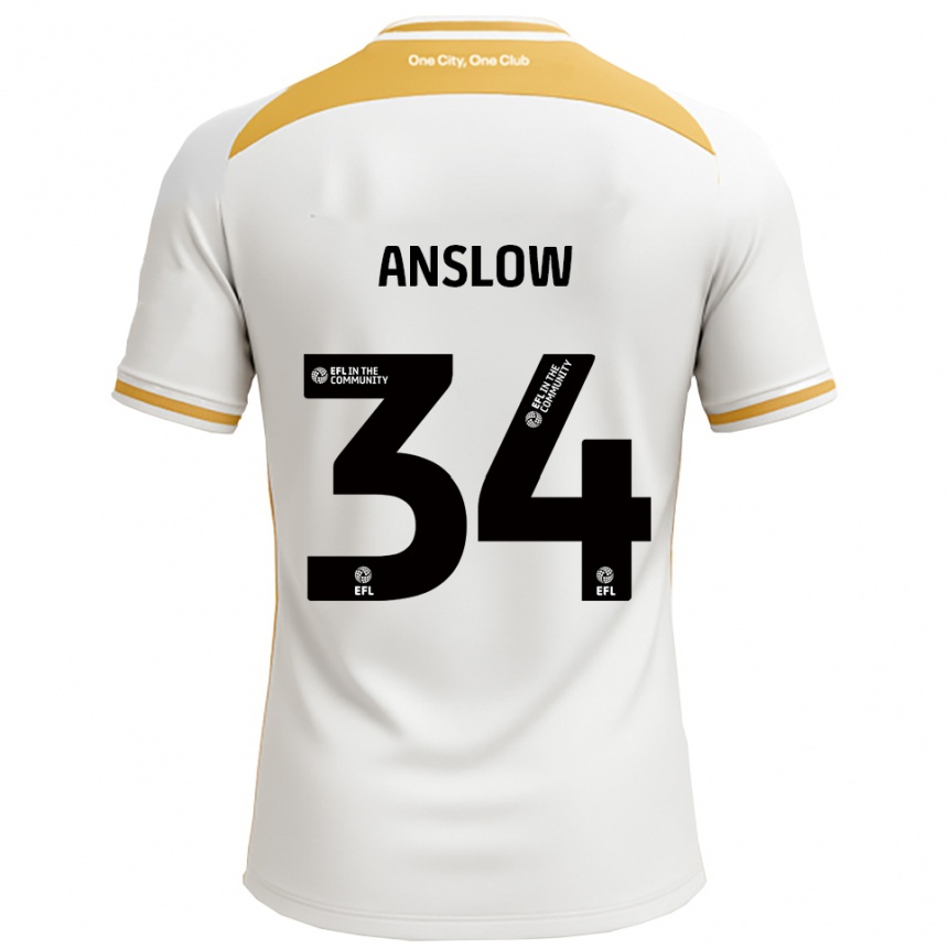 ילדים כדורגל Lauren Anslow #34 לבן זהב ג'רזי ביתית 2025/26