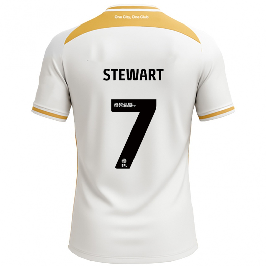 ילדים כדורגל Caitlin Stewart #7 לבן זהב ג'רזי ביתית 2025/26