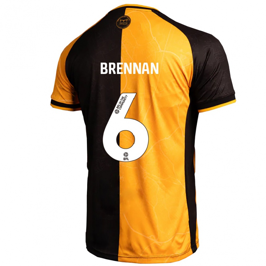 ילדים כדורגל קירן ברנן #6 צהוב שחור ג'רזי ביתית 2025/26