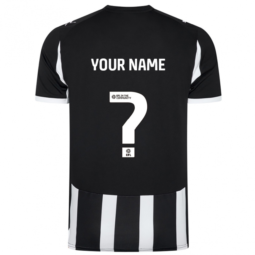 ילדים כדורגל השם שלך #0 שחור לבן ג'רזי ביתית 2025/26