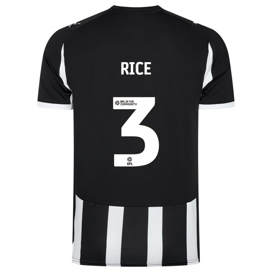 ילדים כדורגל Alfie Rice #3 שחור לבן ג'רזי ביתית 2025/26