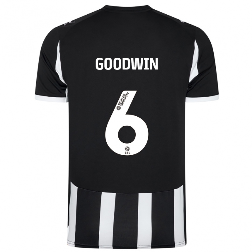 ילדים כדורגל Alfie Goodwin #6 שחור לבן ג'רזי ביתית 2025/26