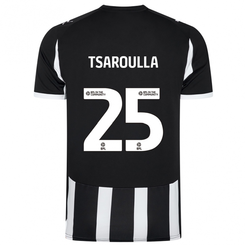 ילדים כדורגל Nick Tsaroulla #25 שחור לבן ג'רזי ביתית 2025/26
