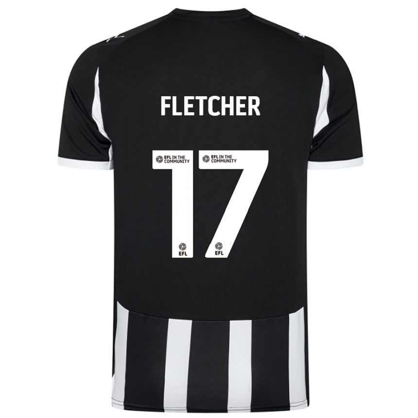 ילדים כדורגל לוקה פלטשר #17 שחור לבן ג'רזי ביתית 2025/26