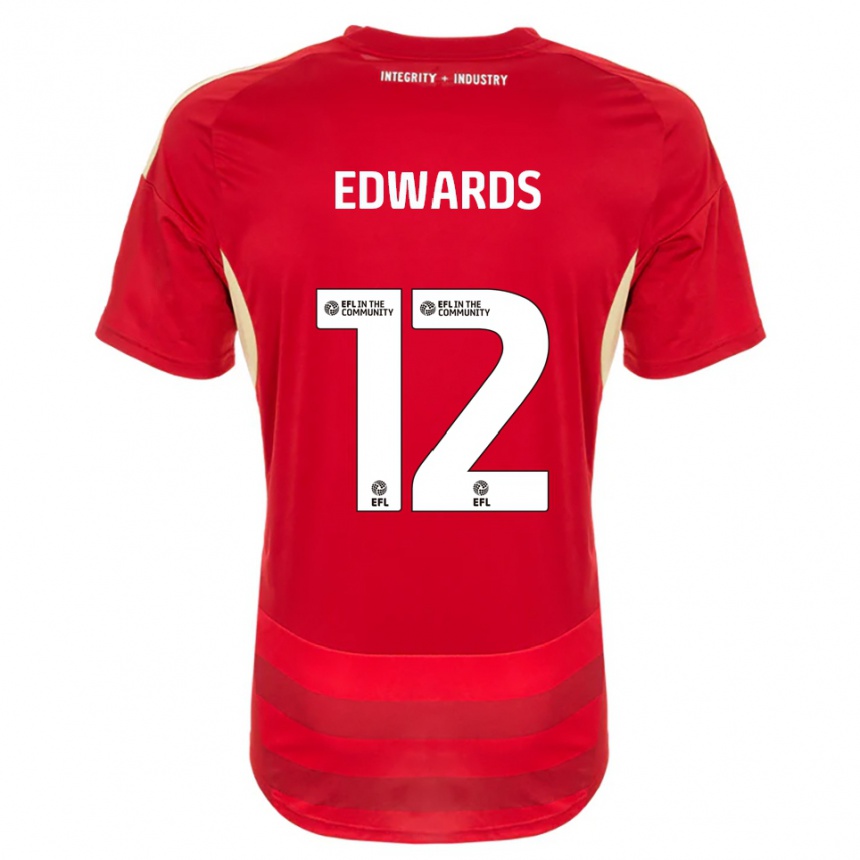 ילדים כדורגל טום אדוארדס #12 אדום לבן ג'רזי ביתית 2025/26