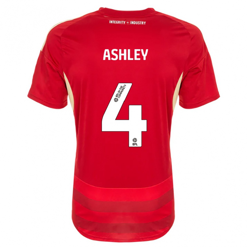 ילדים כדורגל וסמה אשלי #4 אדום לבן ג'רזי ביתית 2025/26