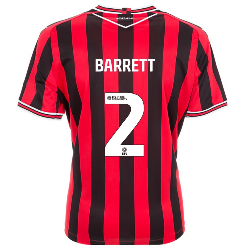 ילדים כדורגל Connor Barrett #2 אדום שחור ג'רזי ביתית 2025/26