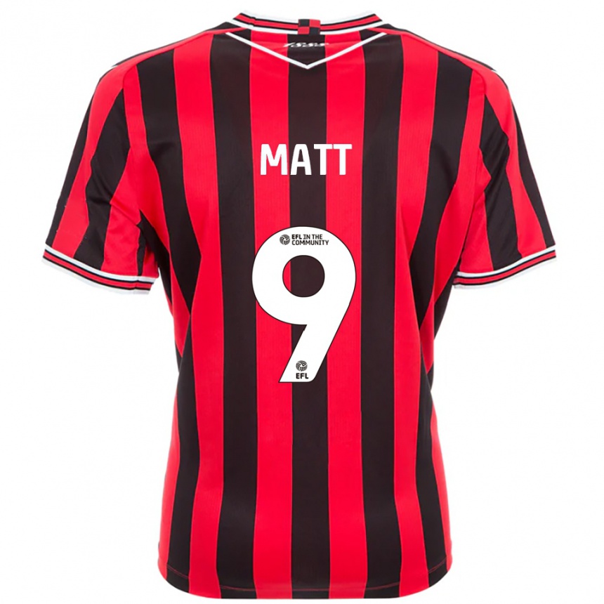 ילדים כדורגל ג'מיל מאט #9 אדום שחור ג'רזי ביתית 2025/26