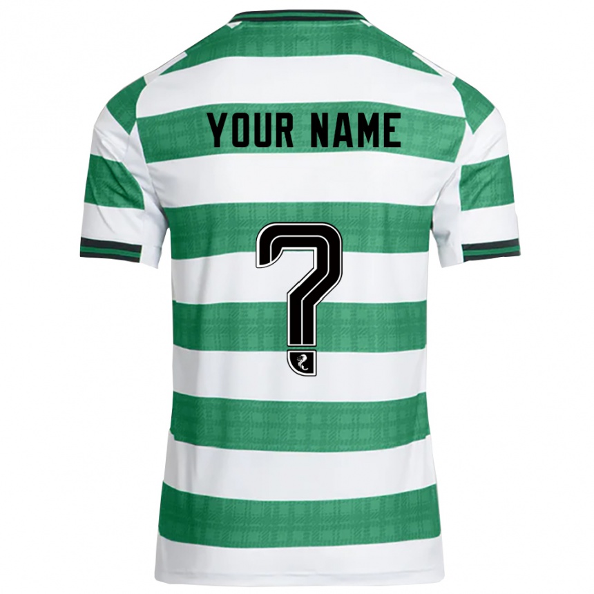ילדים כדורגל השם שלך #0 ירוק לבן ג'רזי ביתית 2025/26