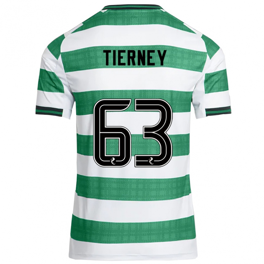 ילדים כדורגל קירן טיירני #63 ירוק לבן ג'רזי ביתית 2025/26