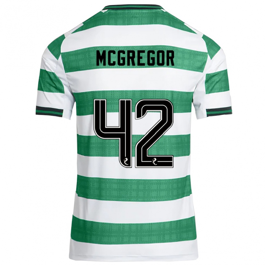ילדים כדורגל קאלום מקגרגור #42 ירוק לבן ג'רזי ביתית 2025/26