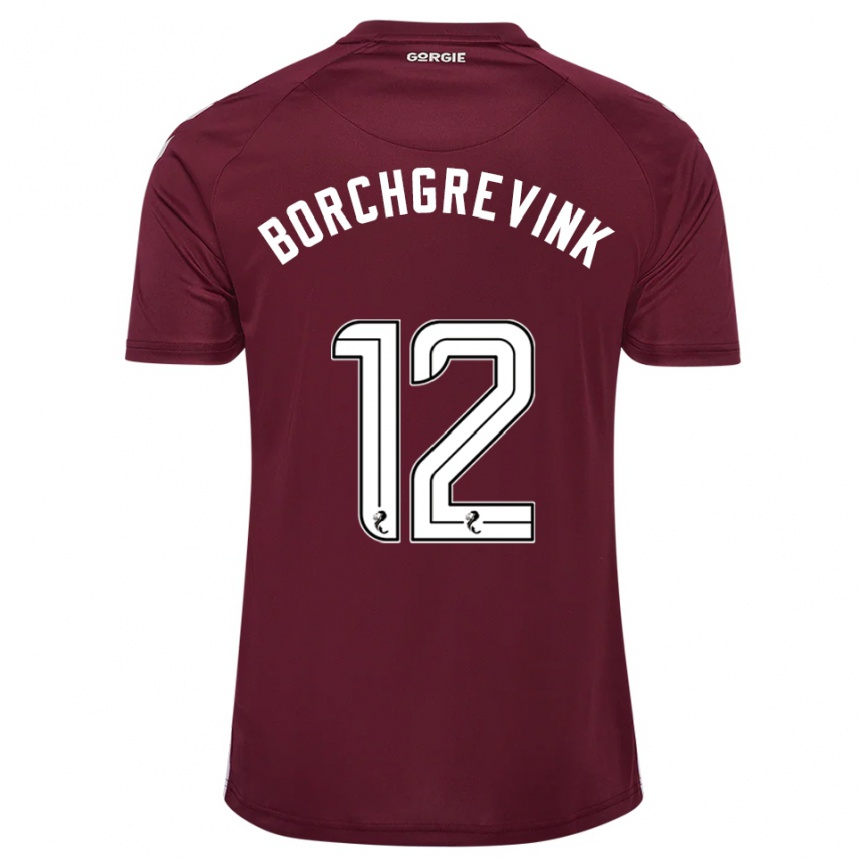 ילדים כדורגל כריסטיאן בורכגרווינק #12 בורדו לבן ג'רזי ביתית 2025/26