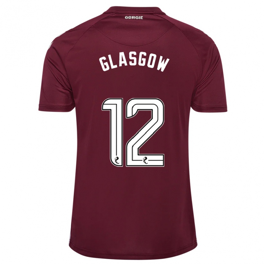 ילדים כדורגל Euan Glasgow #12 בורדו לבן ג'רזי ביתית 2025/26