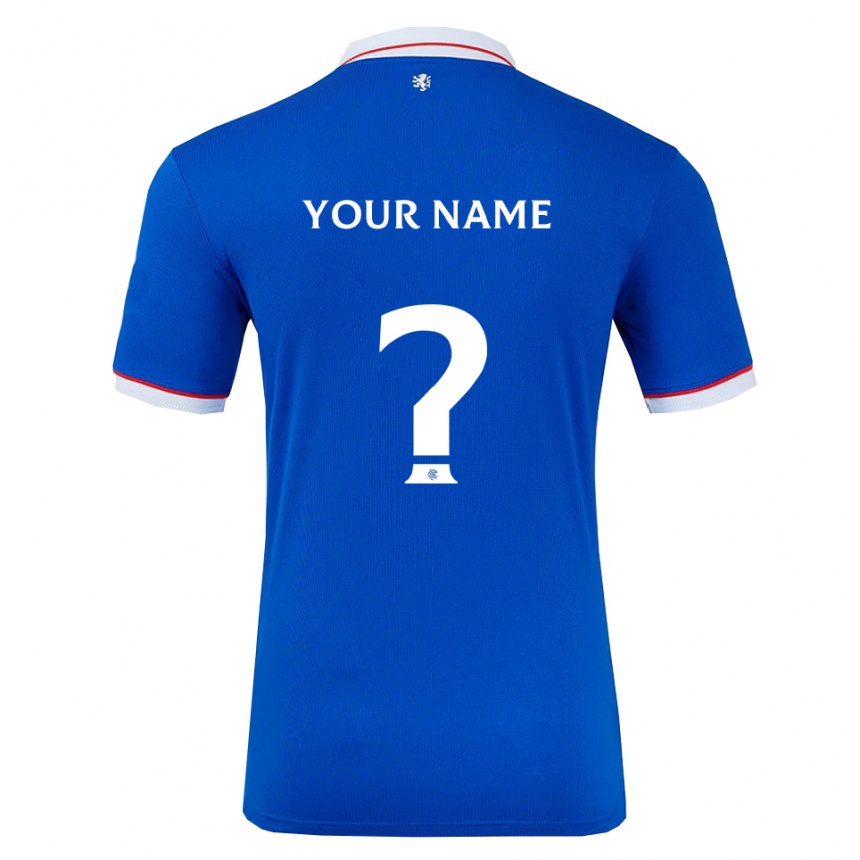 ילדים כדורגל השם שלך #0 כחול לבן ג'רזי ביתית 2025/26