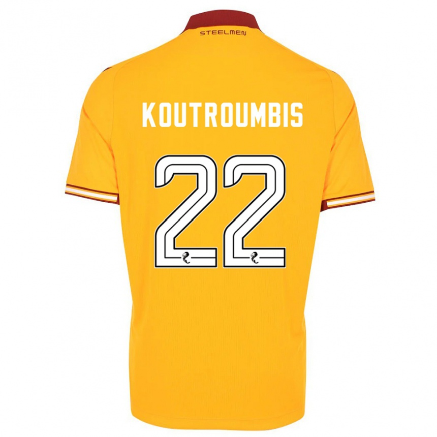 ילדים כדורגל ג'ון קאוטרומביס #22 צהוב בורדו ג'רזי ביתית 2025/26