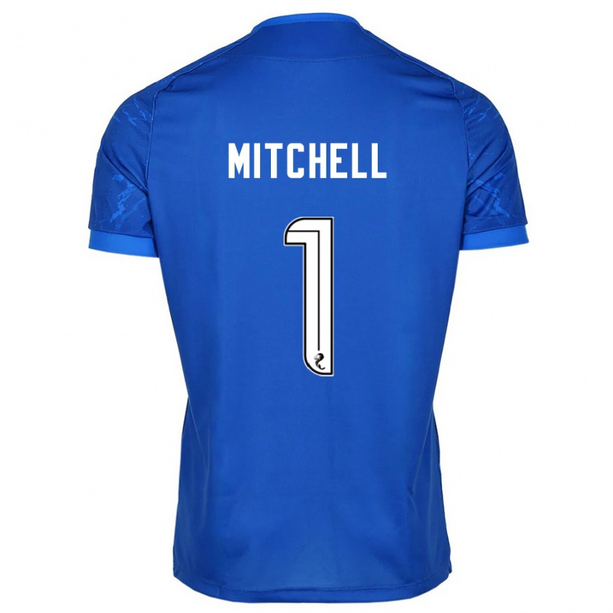 ילדים כדורגל Ellie Mitchell #1 כחול לבן ג'רזי ביתית 2025/26