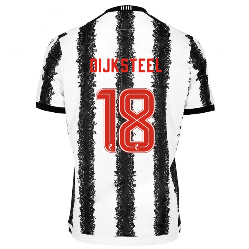 ילדים כדורגל Malik Dijksteel #18 לבן שחור ג'רזי ביתית 2025/26