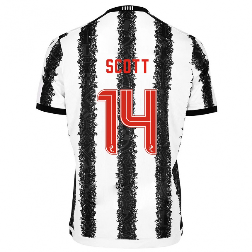ילדים כדורגל James Scott #14 לבן שחור ג'רזי ביתית 2025/26