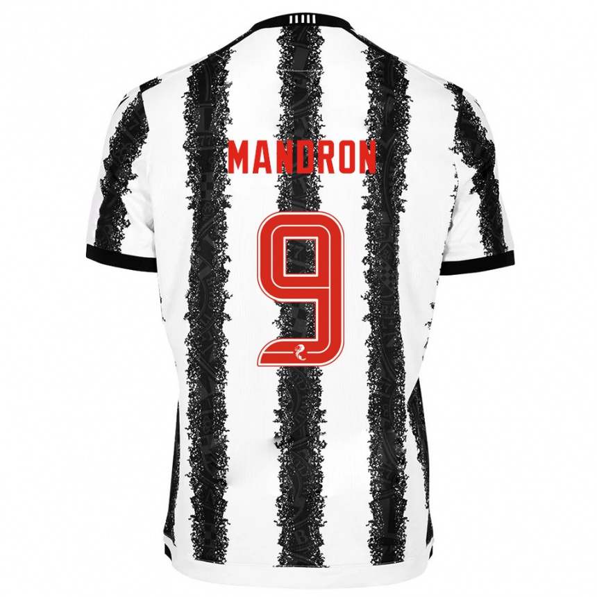 ילדים כדורגל Mikael Mandron #9 לבן שחור ג'רזי ביתית 2025/26