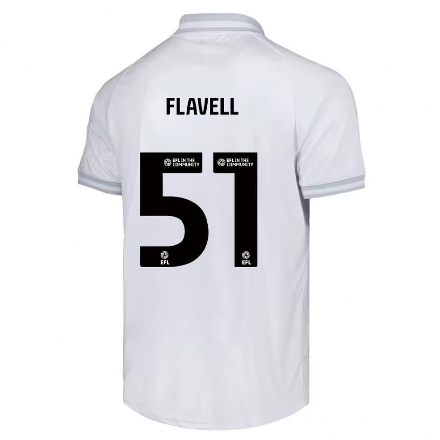 ילדים כדורגל Kieran Flavell #51 לבן אפור שחור הרחק ג'רזי 2025/26
