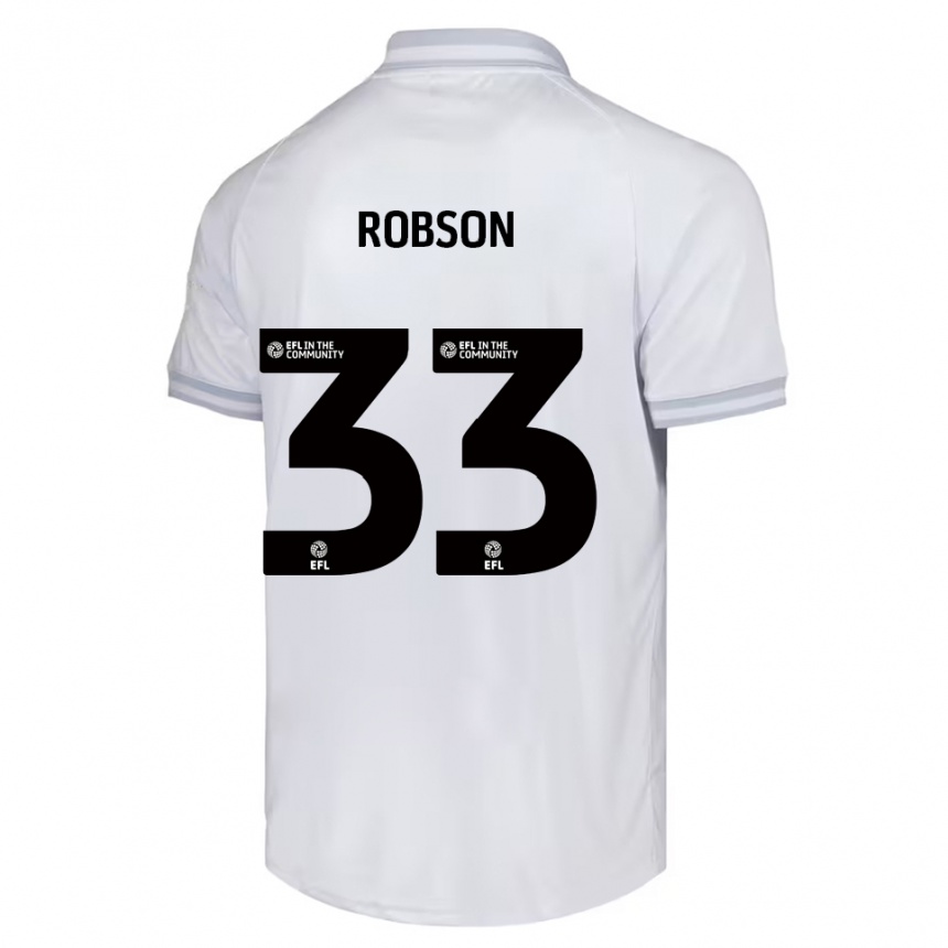 ילדים כדורגל Robson Woodcock #33 לבן אפור שחור הרחק ג'רזי 2025/26