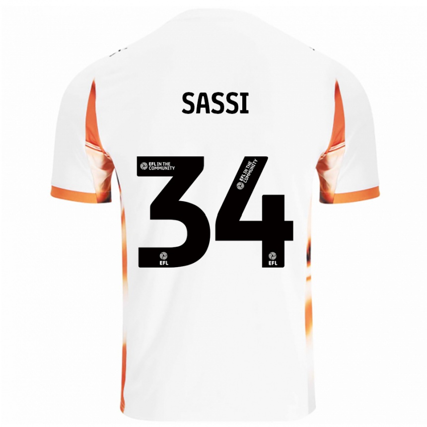 ילדים כדורגל דן סאסי #34 לבן כתום שחור הרחק ג'רזי 2025/26