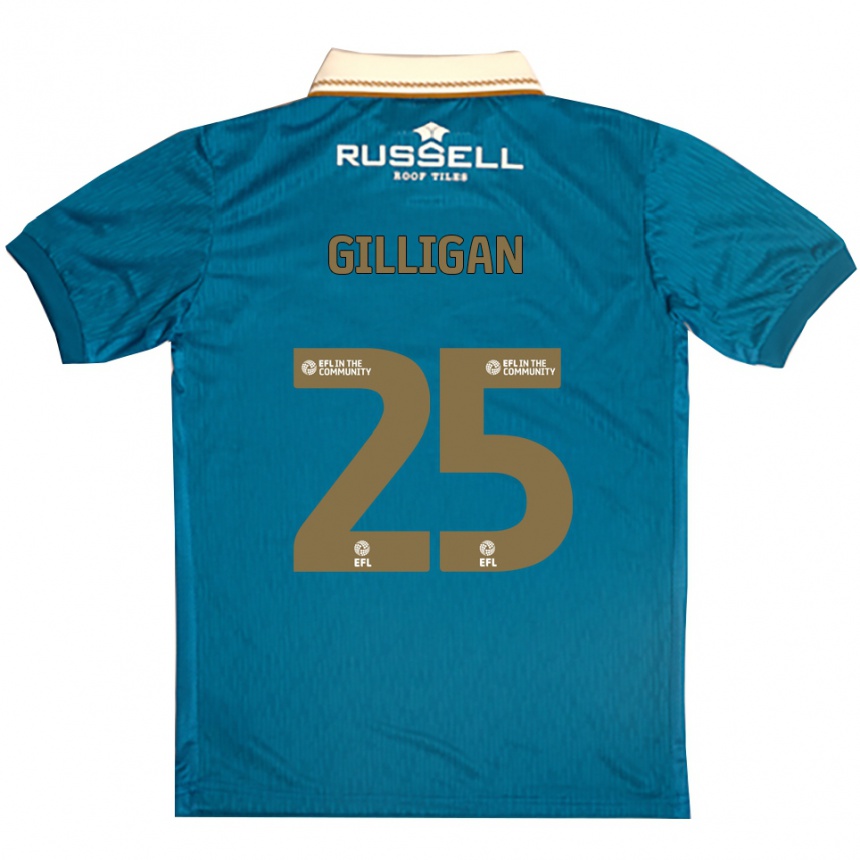 ילדים כדורגל קיארן גיליגאן #25 תכלת לבן הרחק ג'רזי 2025/26