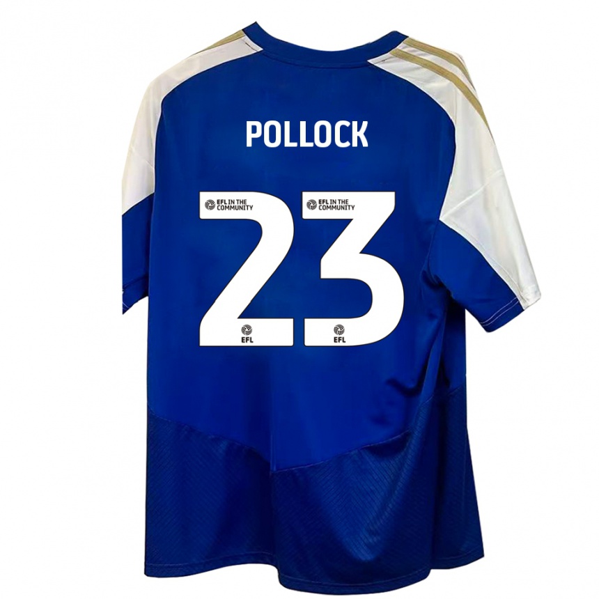 ילדים כדורגל Amber Pollock #23 כחול לבן זהב הרחק ג'רזי 2025/26