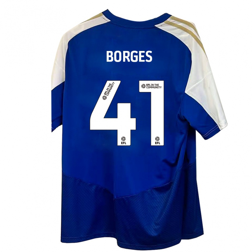 ילדים כדורגל פדרו בורז׳ס #41 כחול לבן זהב הרחק ג'רזי 2025/26