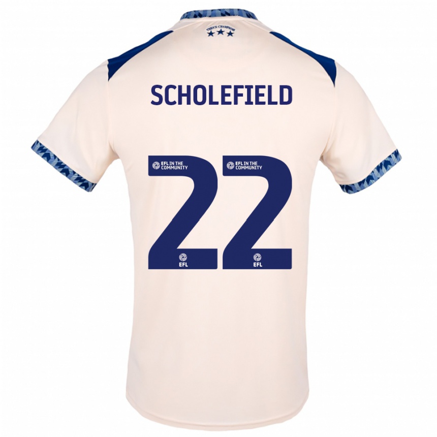 ילדים כדורגל Lois Scholefield #22 לבן שמנת כחול נייבי הרחק ג'רזי 2025/26