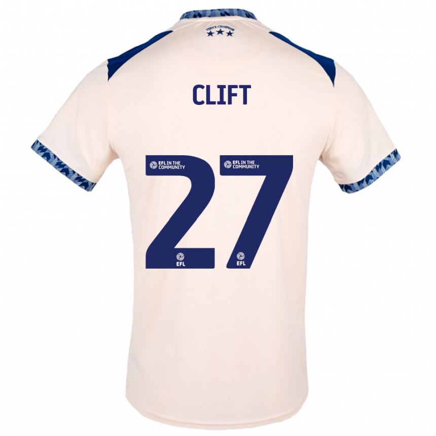 ילדים כדורגל Cassidy Clift #27 לבן שמנת כחול נייבי הרחק ג'רזי 2025/26