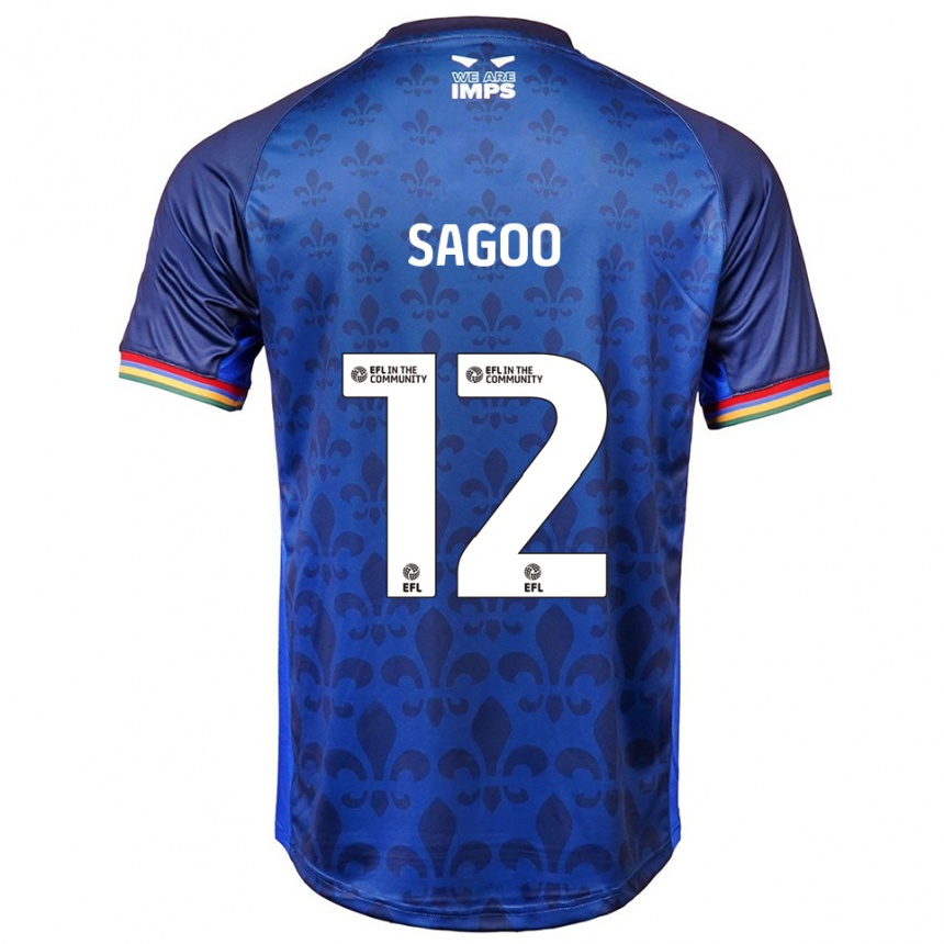 ילדים כדורגל Kian Sagoo #12 כחול נייבי הרחק ג'רזי 2025/26