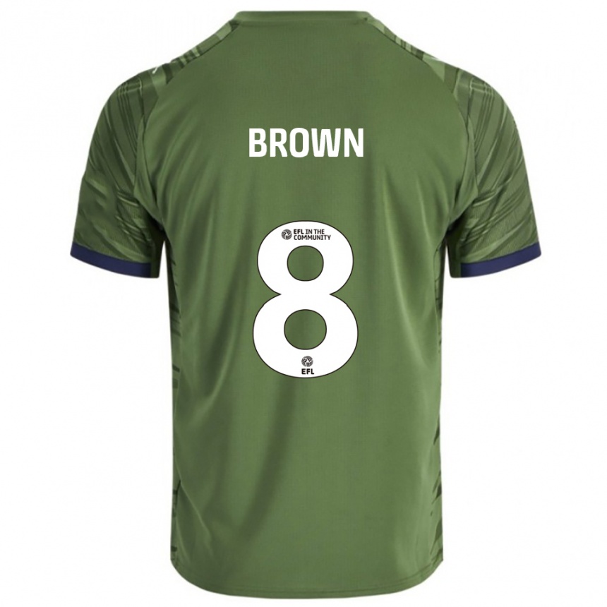 ילדים כדורגל Poppie Brown #8 ירוק לבן הרחק ג'רזי 2025/26