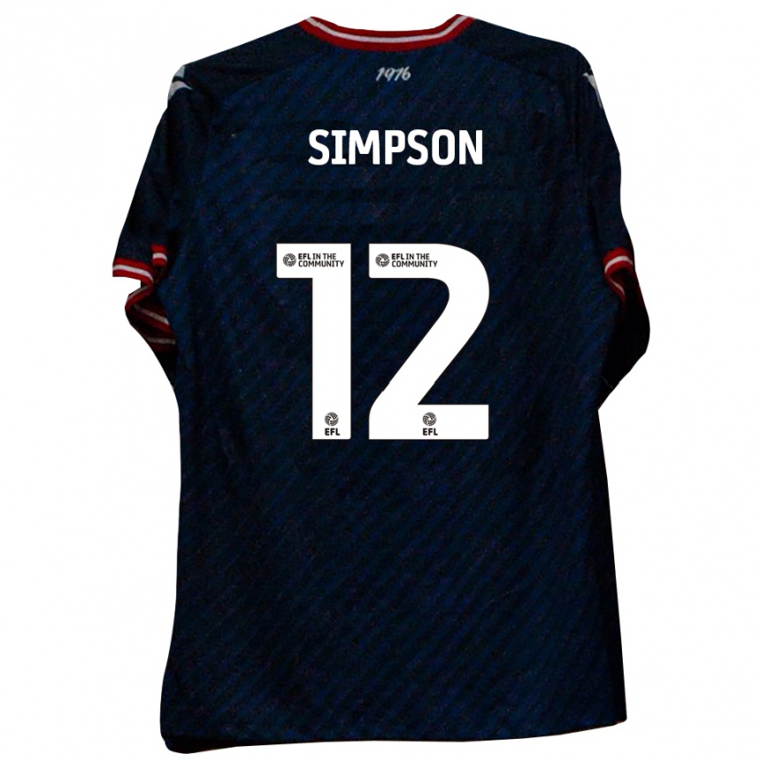 ילדים כדורגל טיריס סימפסון #12 כחול נייבי אדום הרחק ג'רזי 2025/26