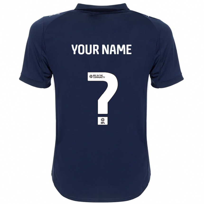 ילדים כדורגל השם שלך #0 כחול נייבי לבן הרחק ג'רזי 2025/26