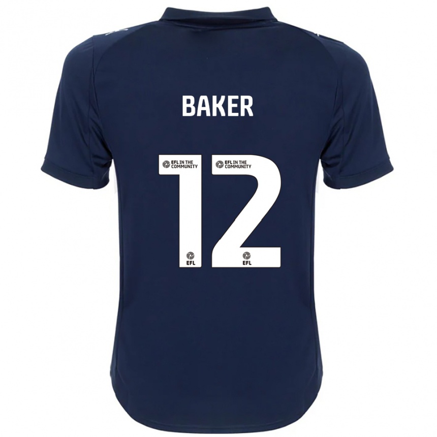 ילדים כדורגל Tegen Baker #12 כחול נייבי לבן הרחק ג'רזי 2025/26