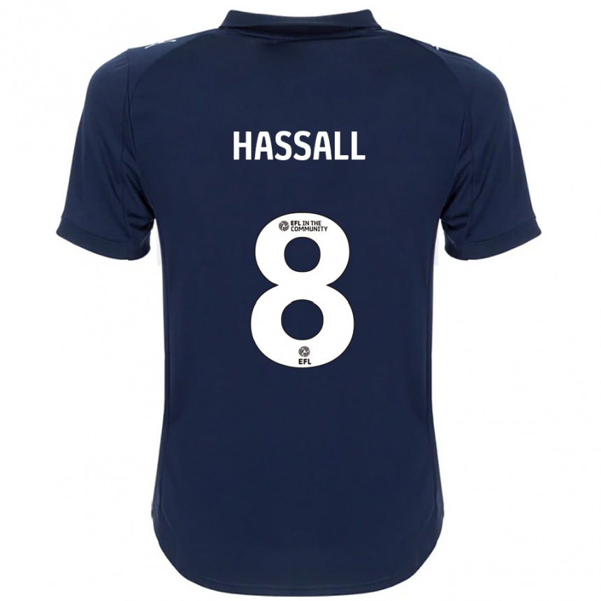 ילדים כדורגל Molly Hassall #8 כחול נייבי לבן הרחק ג'רזי 2025/26