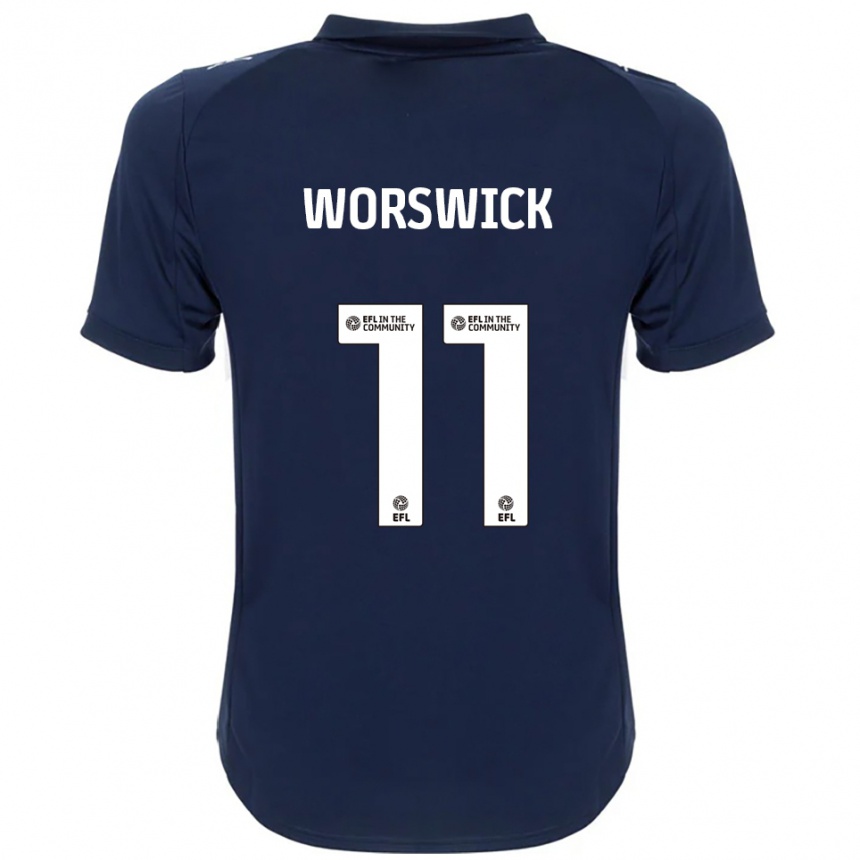 ילדים כדורגל Isobel Worswick #11 כחול נייבי לבן הרחק ג'רזי 2025/26