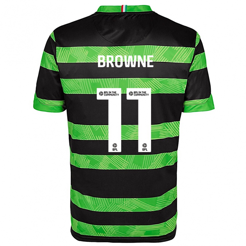 ילדים כדורגל Marcus Browne #11 שחור ירוק הרחק ג'רזי 2025/26