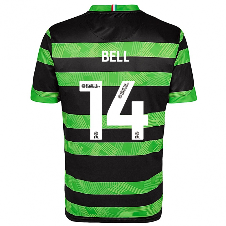 ילדים כדורגל Leanne Bell #14 שחור ירוק הרחק ג'רזי 2025/26