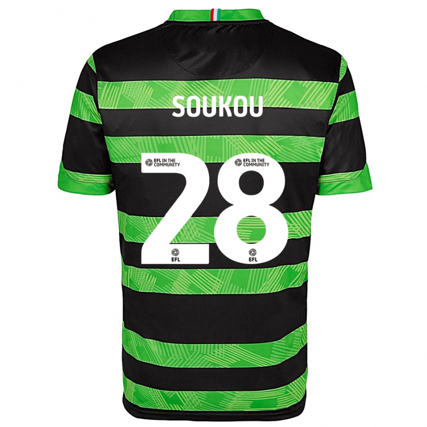 ילדים כדורגל Shaun Soukou #28 שחור ירוק הרחק ג'רזי 2025/26