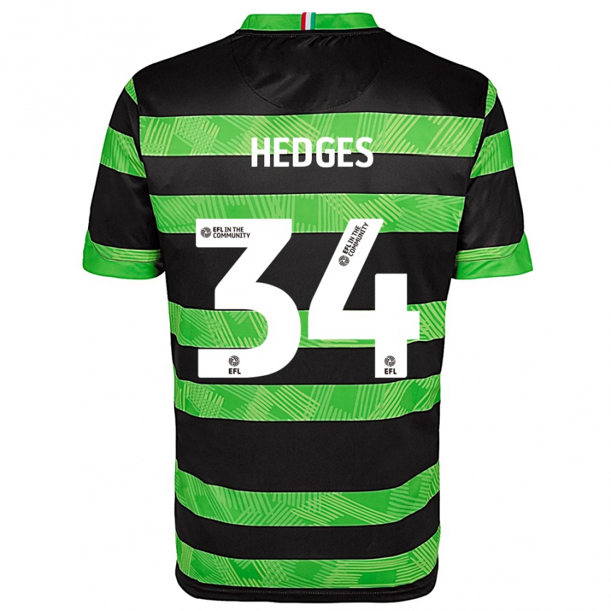 ילדים כדורגל Harry Hedges #34 שחור ירוק הרחק ג'רזי 2025/26