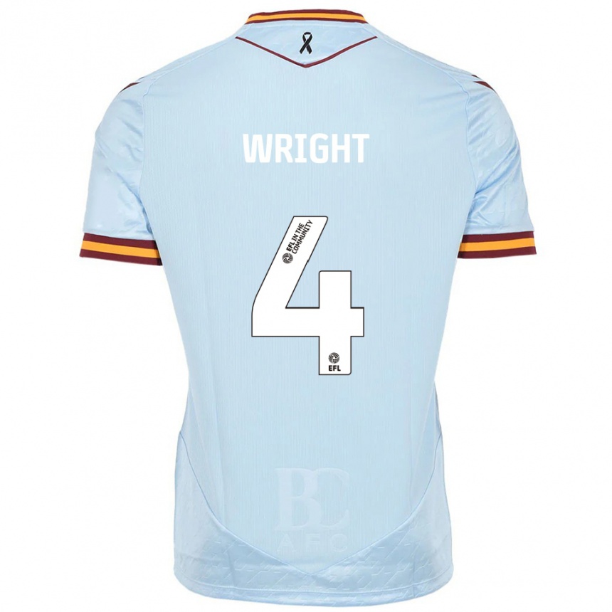 ילדים כדורגל Joe Wright #4 תכלת הרחק ג'רזי 2025/26